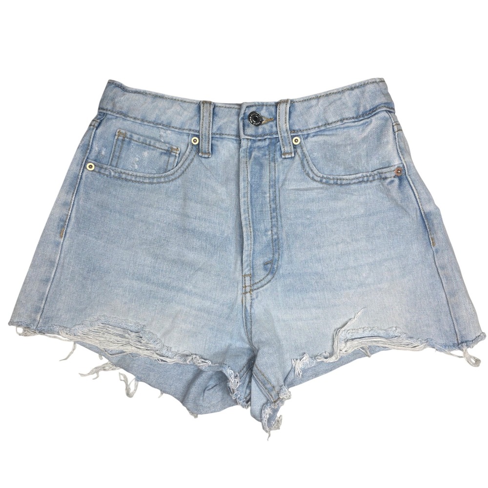 Wild Fable Highest Rise Cutoff Shorts Light Wash Distressed Denim Size 00‎